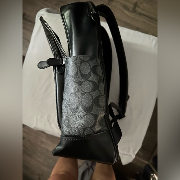 Coach Black and Gray Signature Backpack with Monogram Design